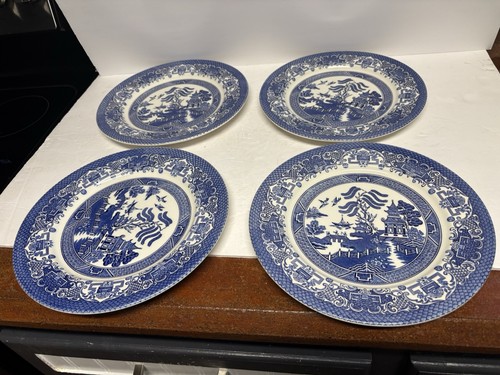 Vintage blue willow dinner - vintage,