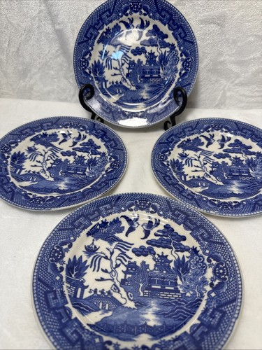Blue willow bread plates set - willow,